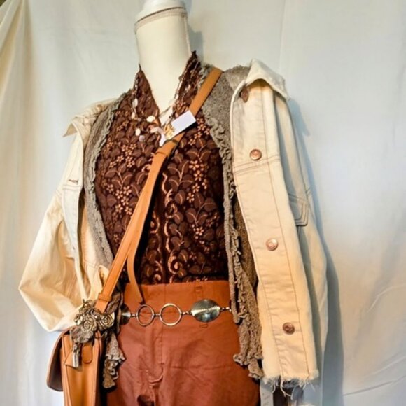 Beautiful Brown, Patterned Tank Top, Kay Celine, Size M - Picture 3 of 3